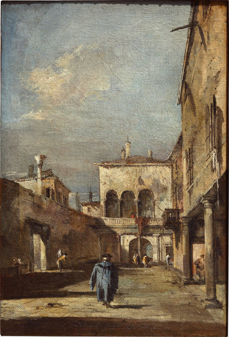 Architectonisch fantasie met een binnenplaats - Francesco Guardi