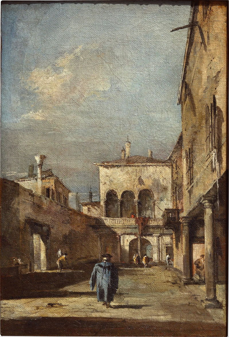 Architectonisch fantasie met een binnenplaats - Francesco Guardi