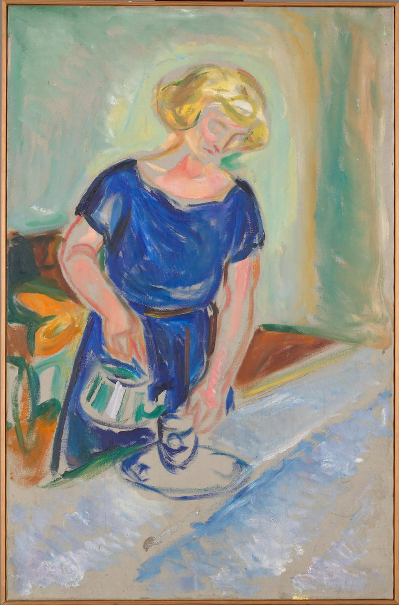 Vrouw in de blauwe jurk serveert koffie - Edvard Munch
