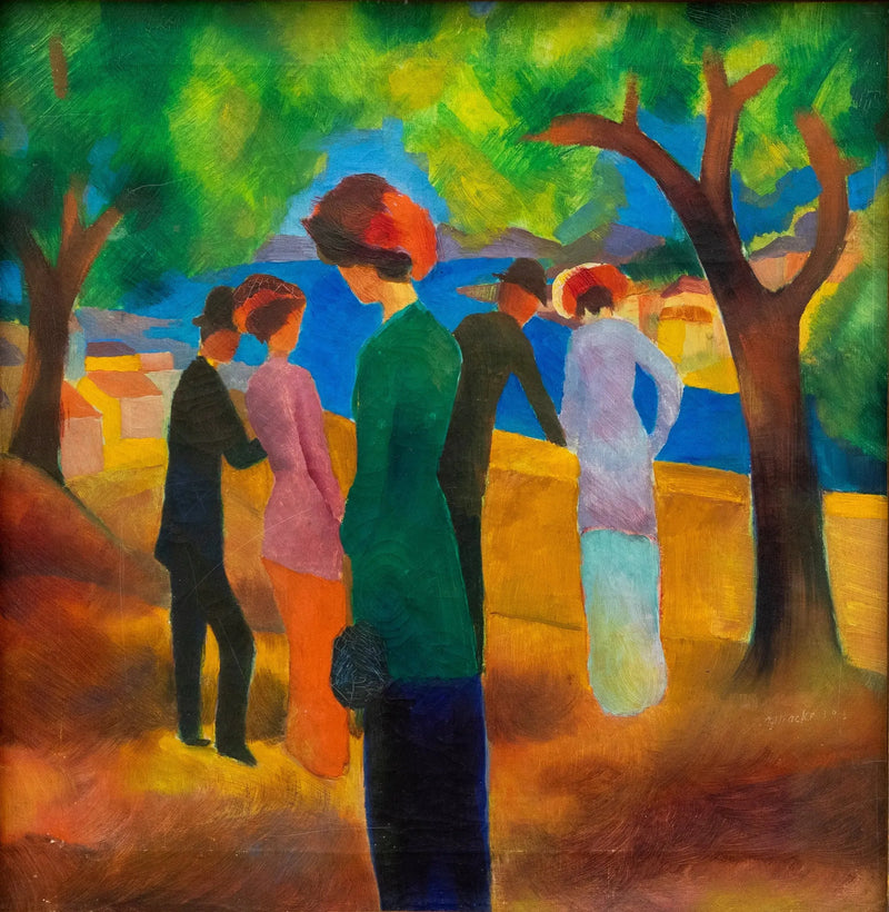 Vrouw in de groene jas - August Macke