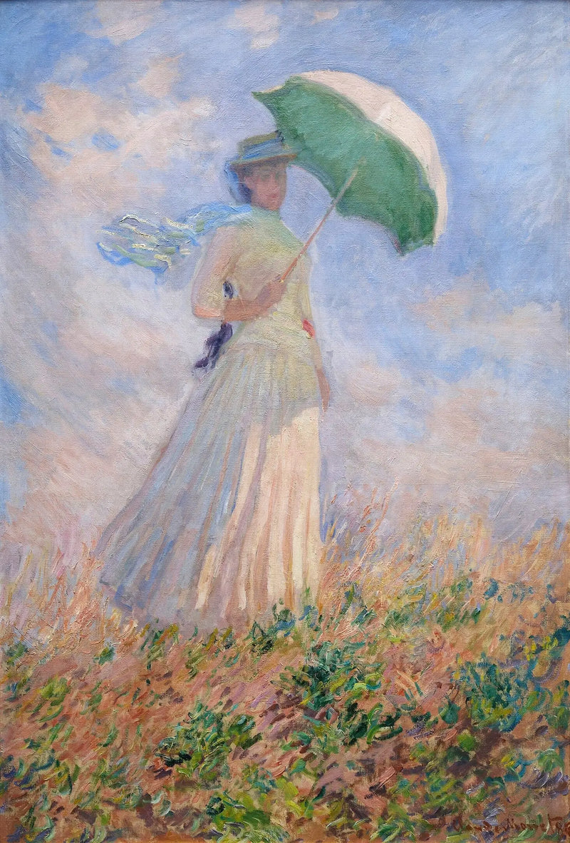 Vrouw met parasol naar rechts gericht - Claude Monet