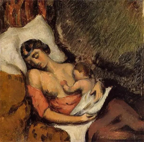 Vrouw die haar kind voedt - Paul Cézanne