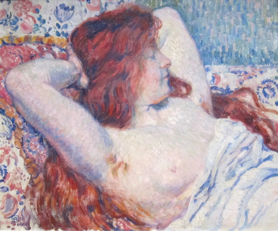 Vrouw liggend met rood haar - Théo van Rysselberghe