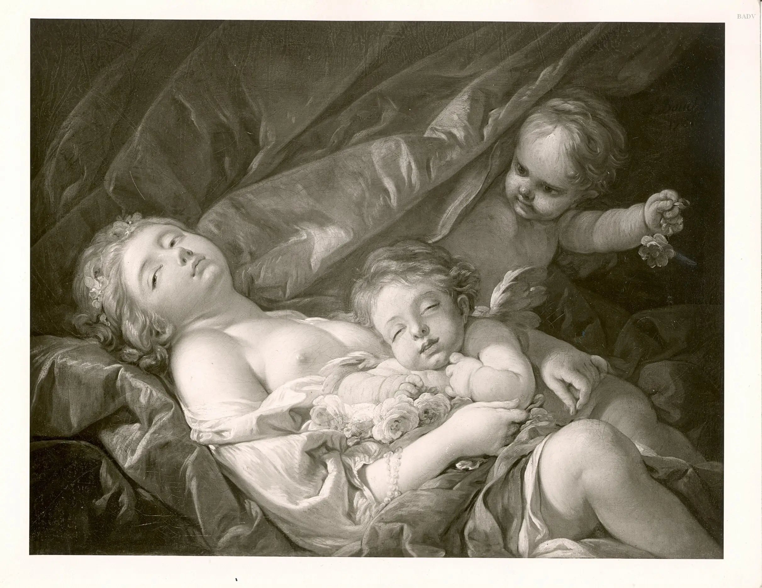 femme allongée avec putti - François Boucher - Alpha Reproduction