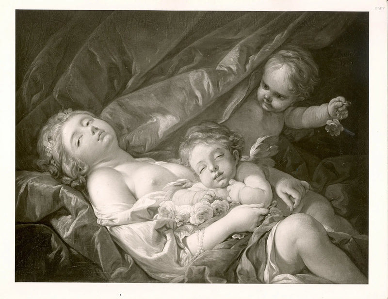 slapende vrouw met putti - François Boucher