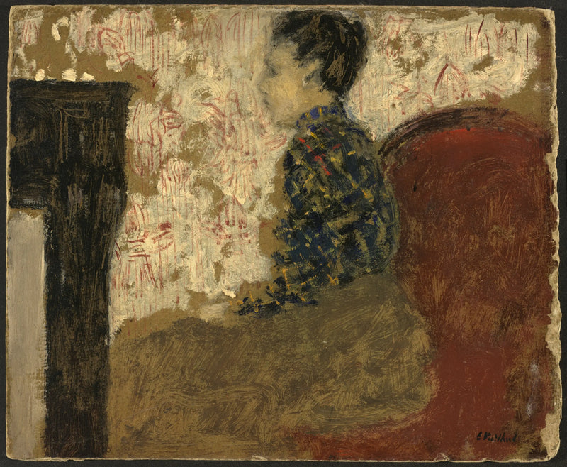 Zittende vrouw in de hoek van de haard - Édouard Vuillard