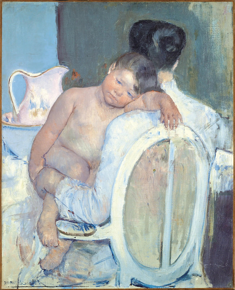Vrouw zittend met een kind in haar armen - Mary Cassatt