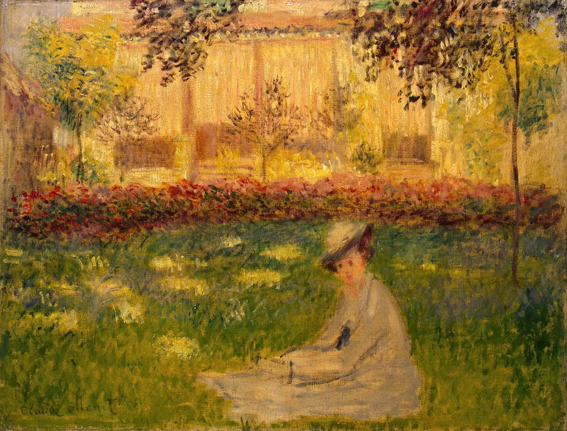 Zittende vrouw in de tuin - Claude Monet