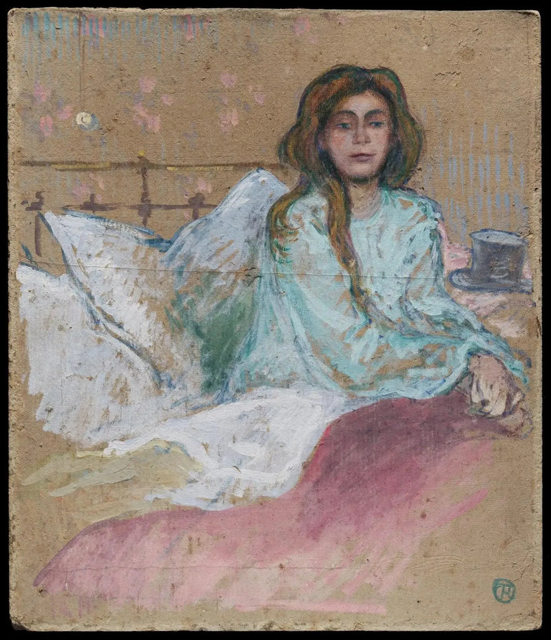 Vrouw zittend op haar bed - Henri de Toulouse-Lautrec