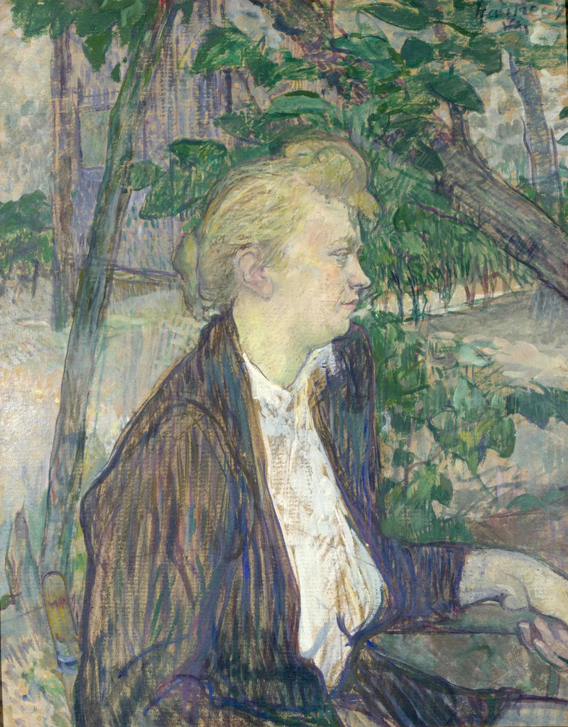 Vrouw zittend in een tuin - Henri de Toulouse-Lautrec
