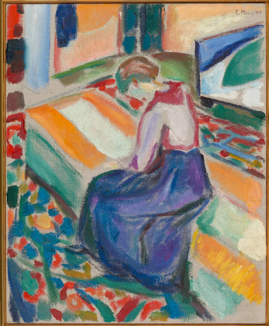 Vrouw zittend in een koets - Edvard Munch