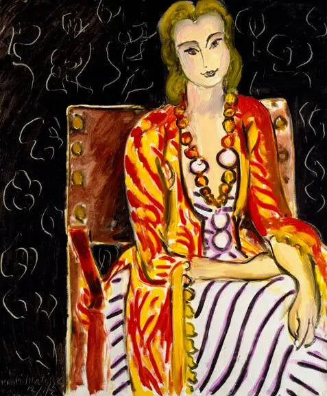 Zittende vrouw op zwarte achtergrond - Henri Matisse