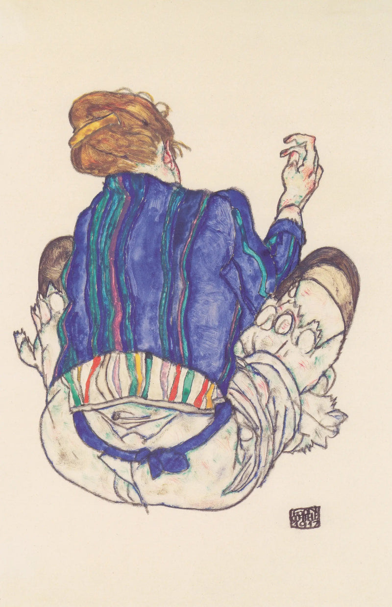Zittende vrouw, gezien van achteren - Egon Schiele