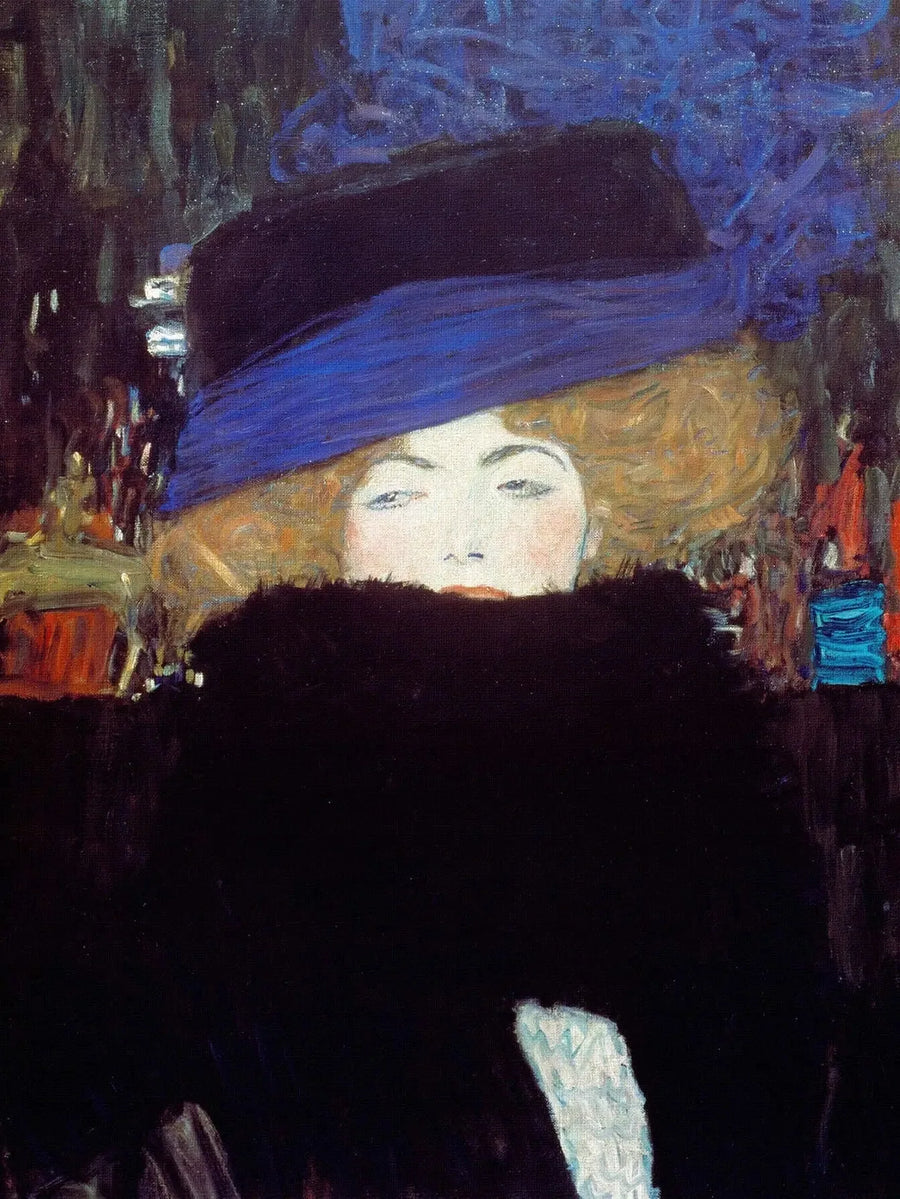 Vrouw met hoed en veren boa - Gustav Klimt