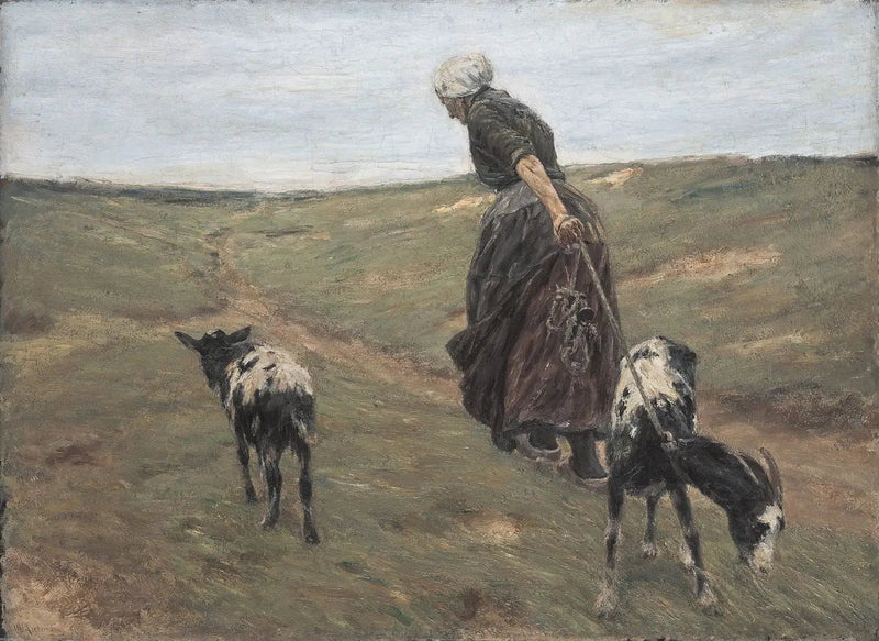 Vrouw met geiten in de duinen - Max Liebermann