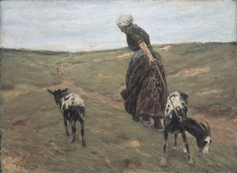 Vrouw met geiten in de duinen - Max Liebermann