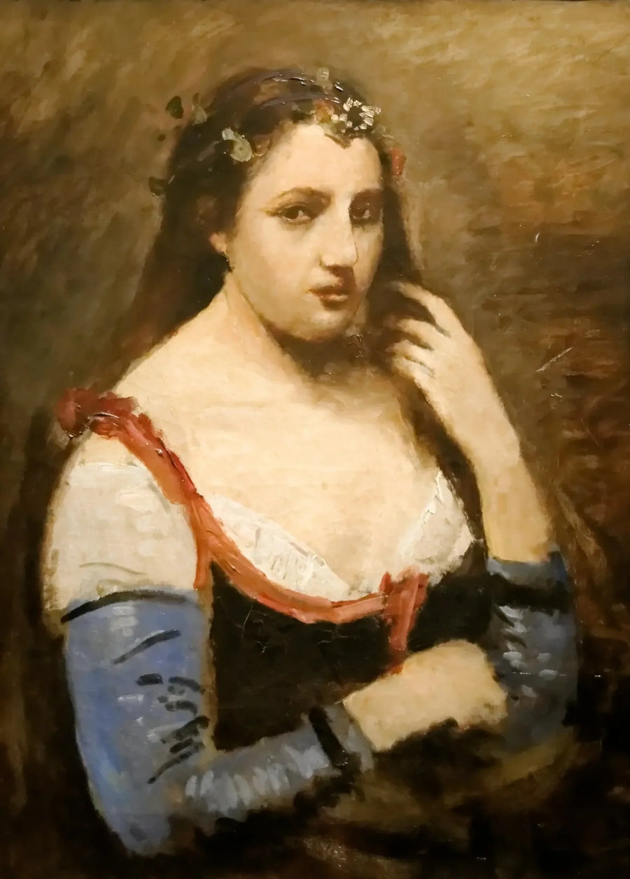 Vrouw met madeliefjes - Jean-Baptiste Camille Corot