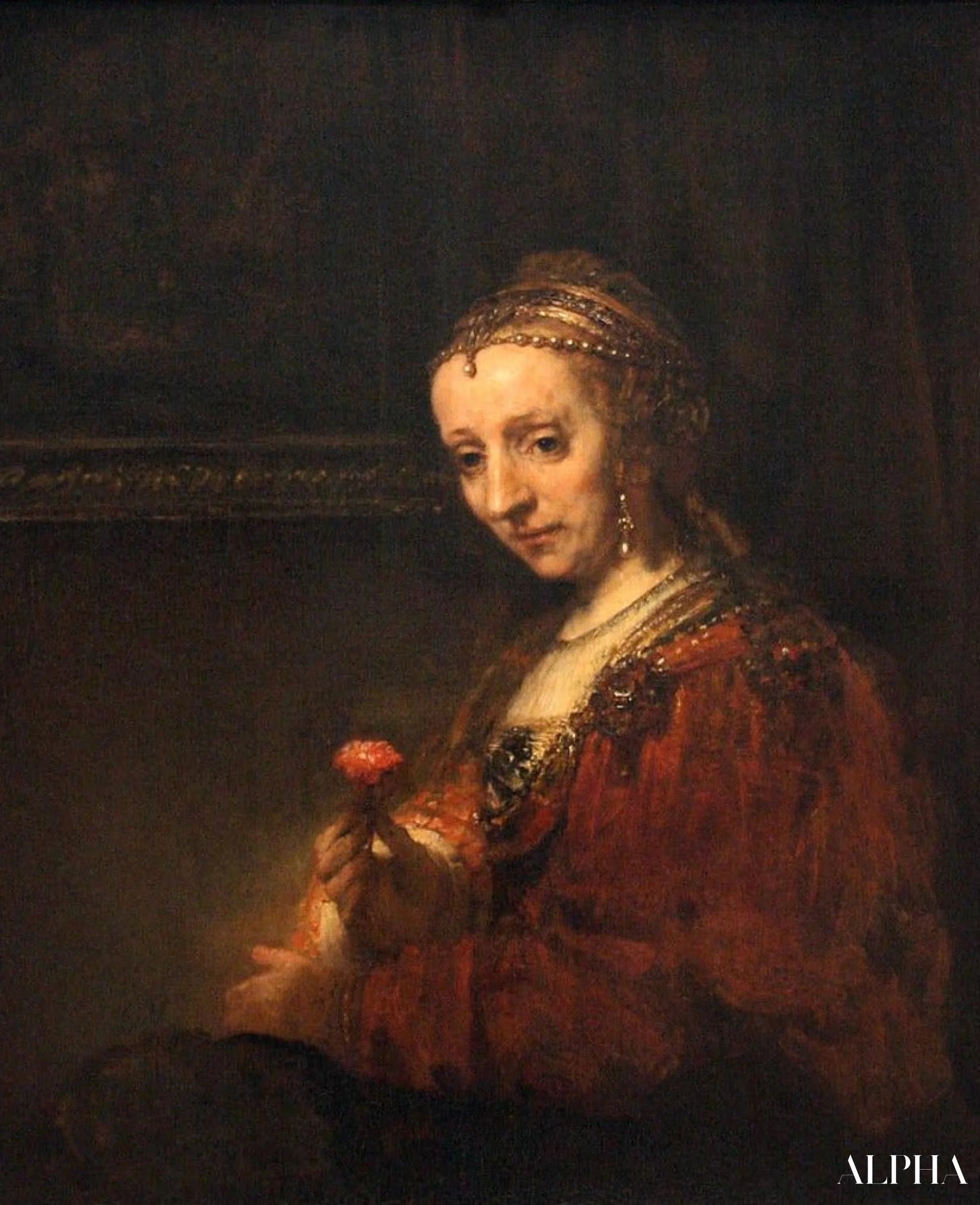 Femme avec l'oeillet - Rembrandt van Rijn - Reproductions de tableaux et peintures haut de gamme