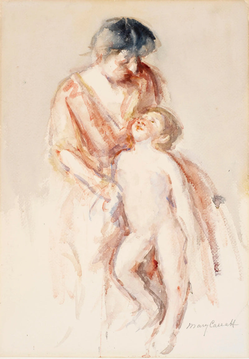 Vrouw met een naakte jongen aan haar linkerzijde - Mary Cassatt
