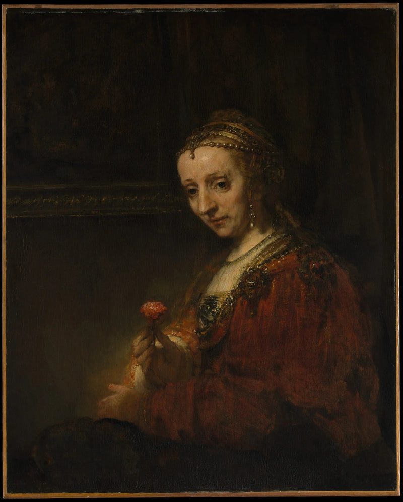 Vrouw met een roos - Rembrandt