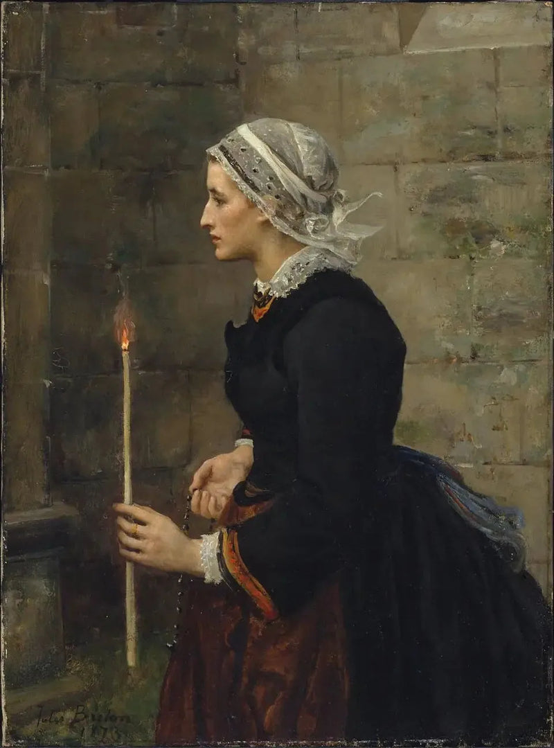 Vrouw met een fijne kaars - Jules Breton