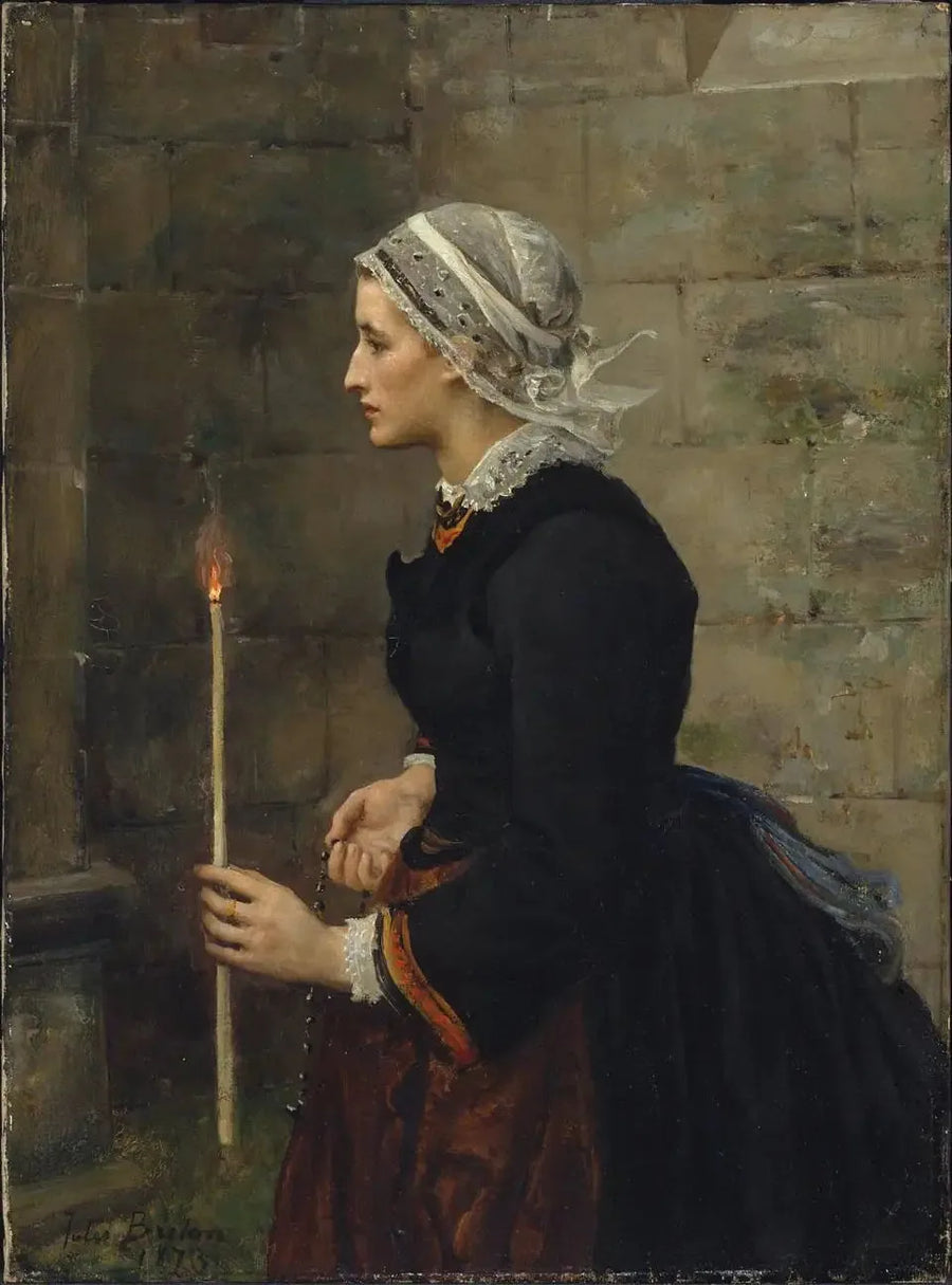 Vrouw met een fijne kaars - Jules Breton