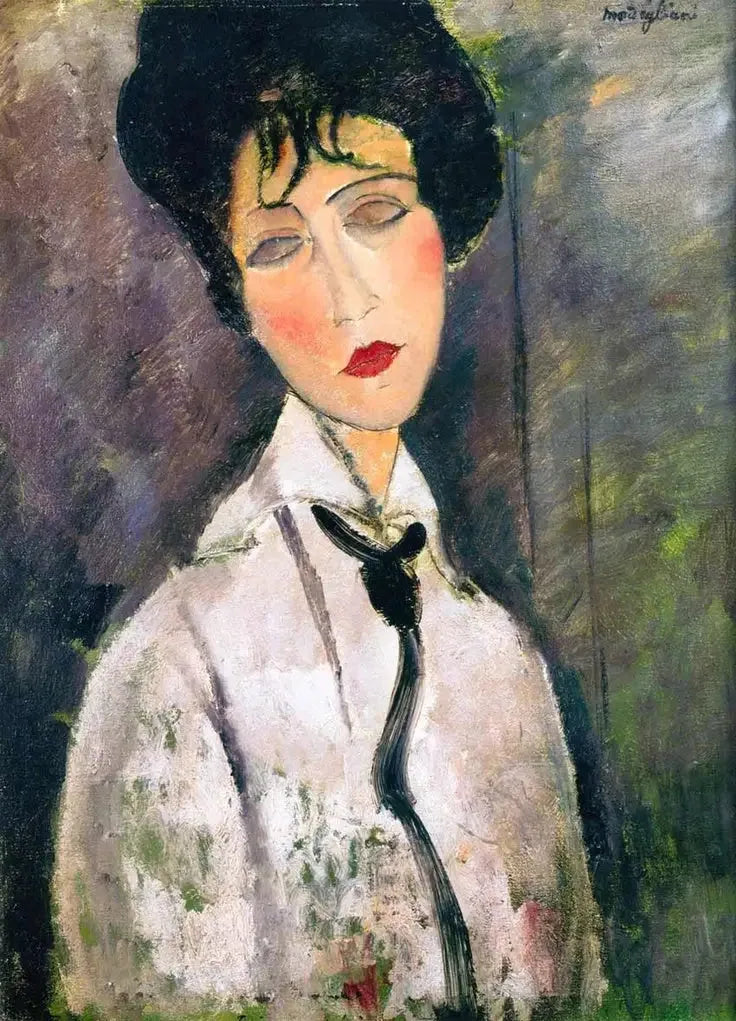 Vrouw met een zwarte stropdas - Amedeo Modigliani