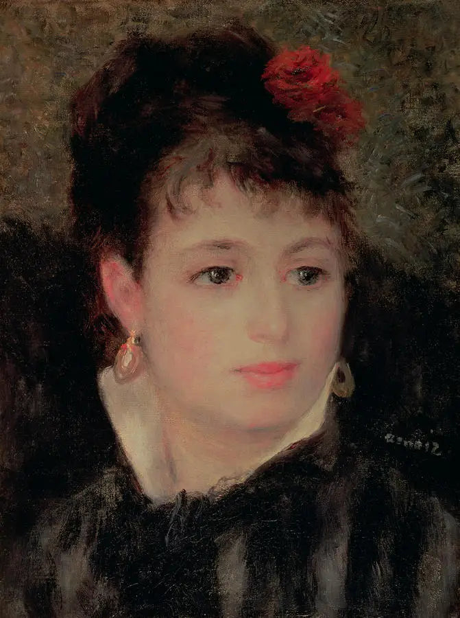 Vrouw met een roos in het haar - Pierre-Auguste Renoir