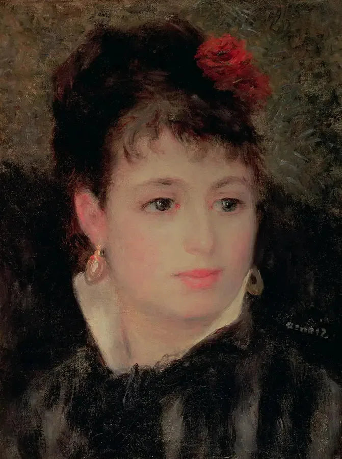 Vrouw met een roos in het haar - Pierre-Auguste Renoir