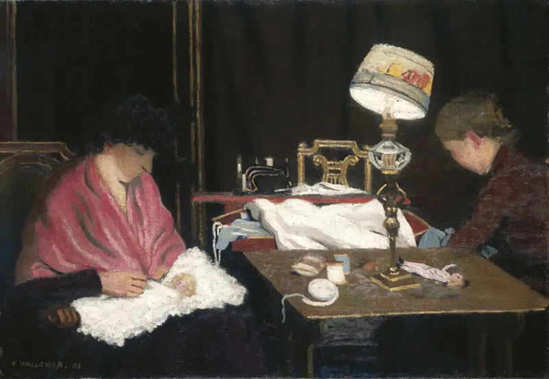 Vrouw, roze sjaal, neef bij de lamp - Félix Vallotton

Source:
Femme, châle rose, cousin à la lampe - Félix Vallotton