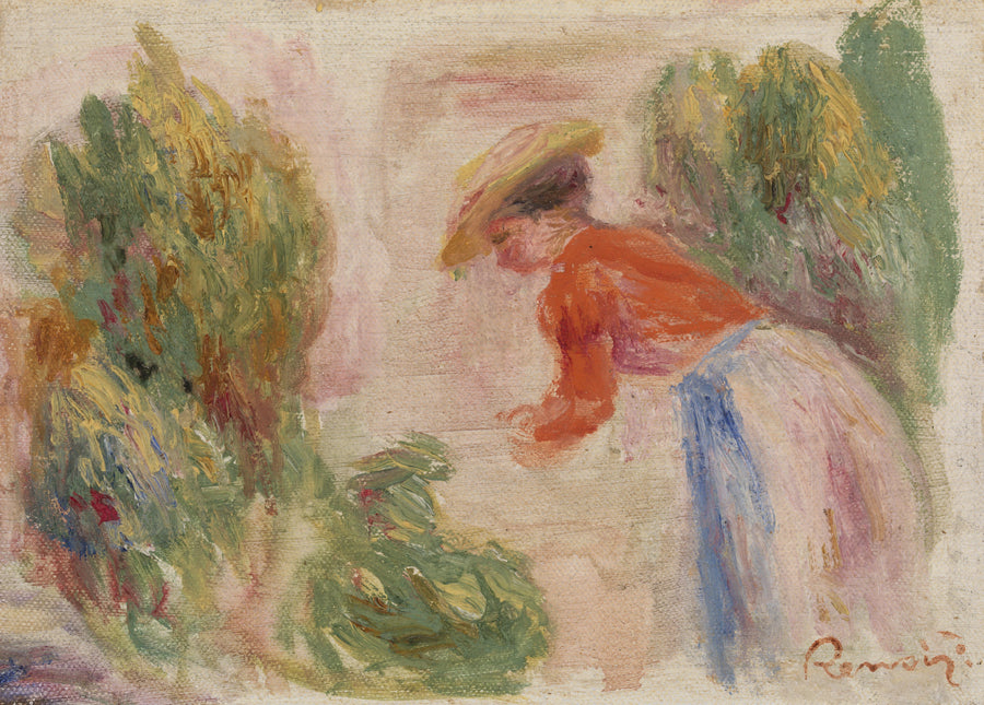 Vrouw bloemen plukkend (Vrouw bloemen plukkend) - Pierre-Auguste Renoir