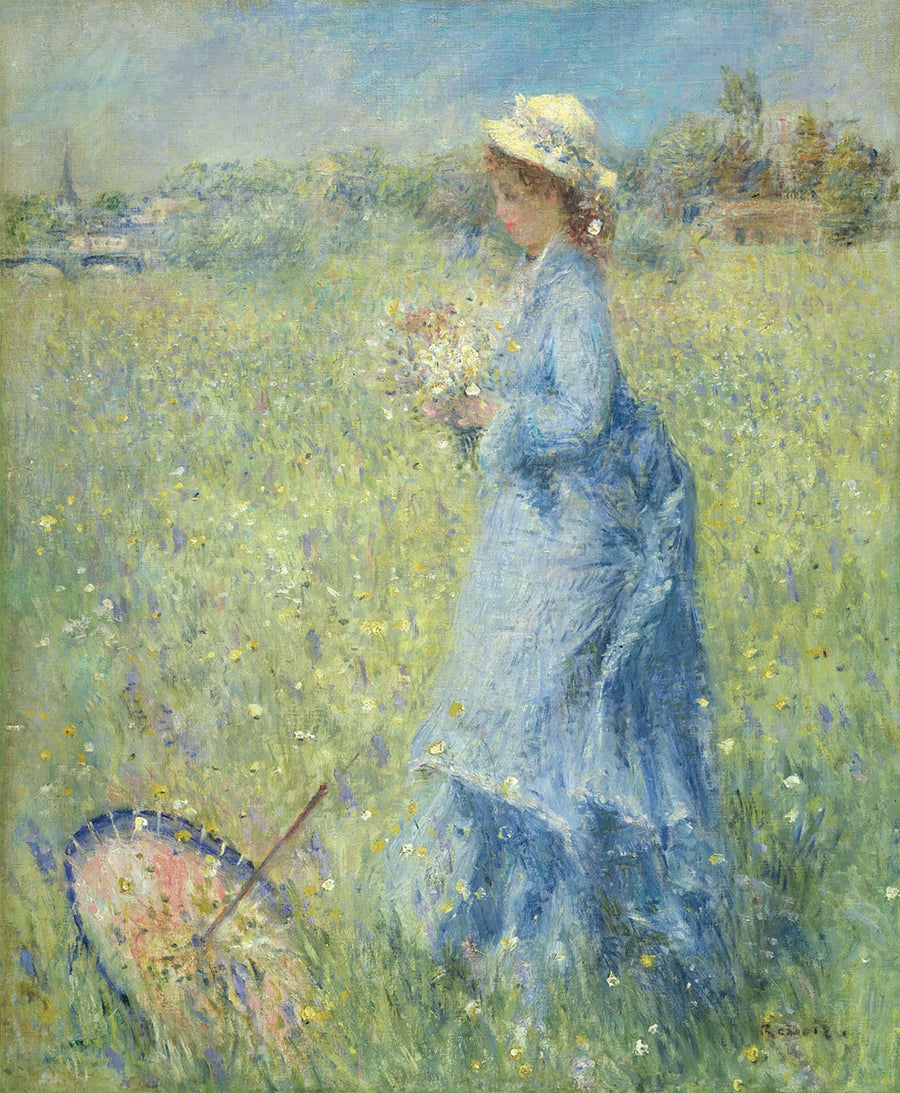 Vrouw bloemen plukken - Pierre-Auguste Renoir