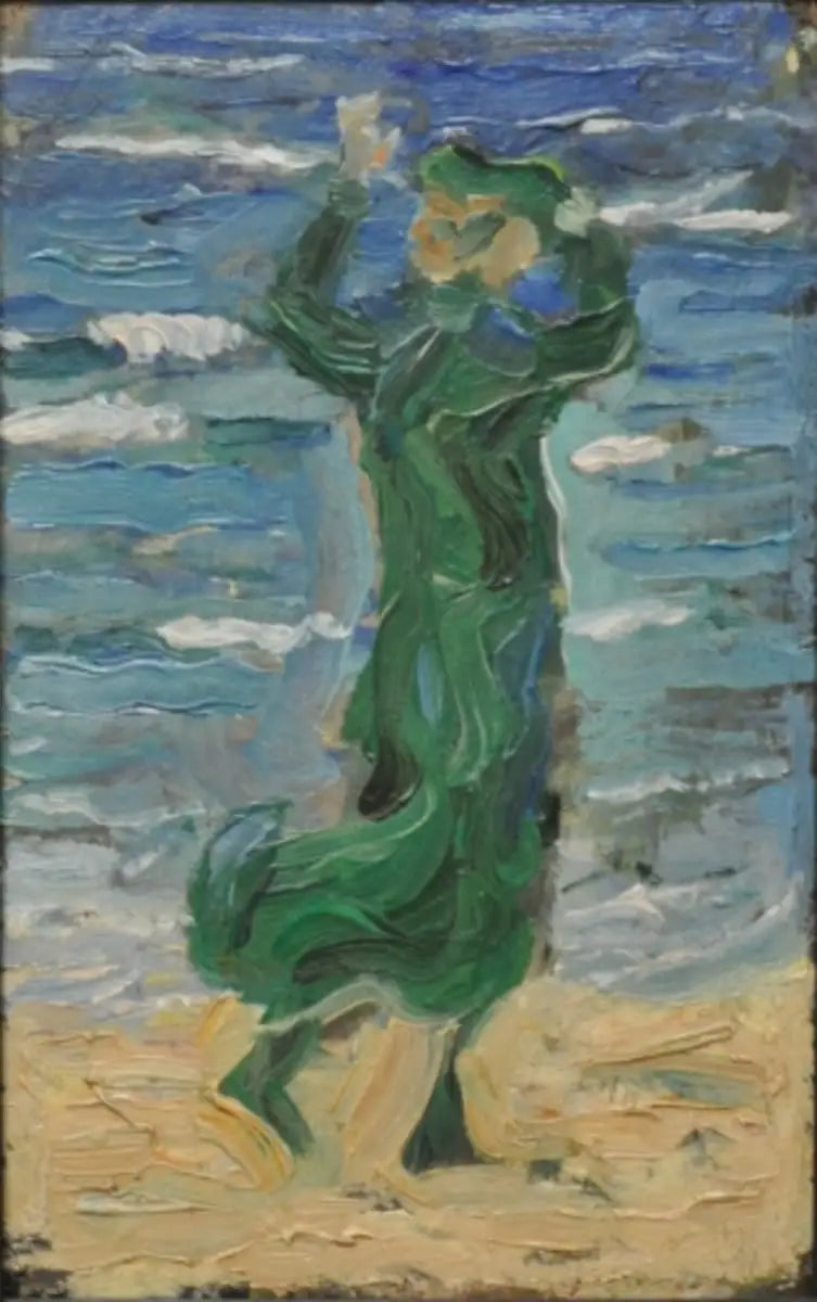 Vrouw in de wind aan de zee - Franz Marc