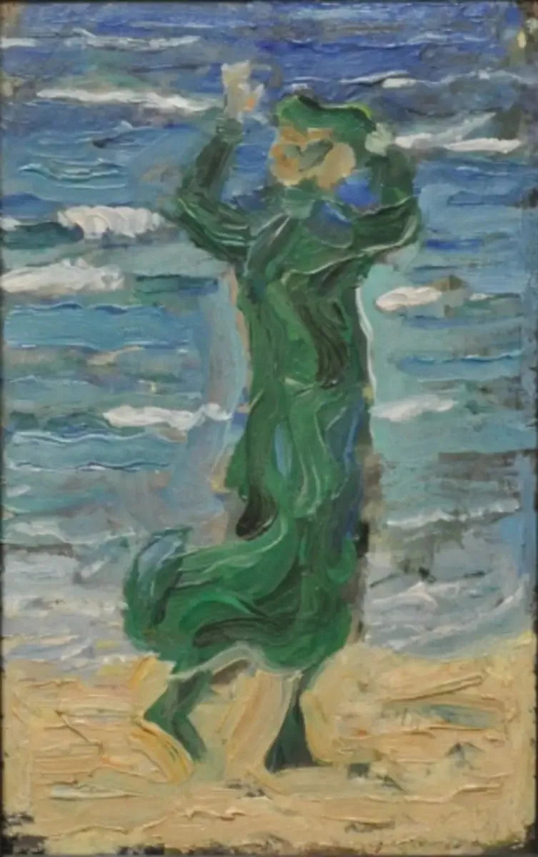 Vrouw in de wind aan de zee - Franz Marc