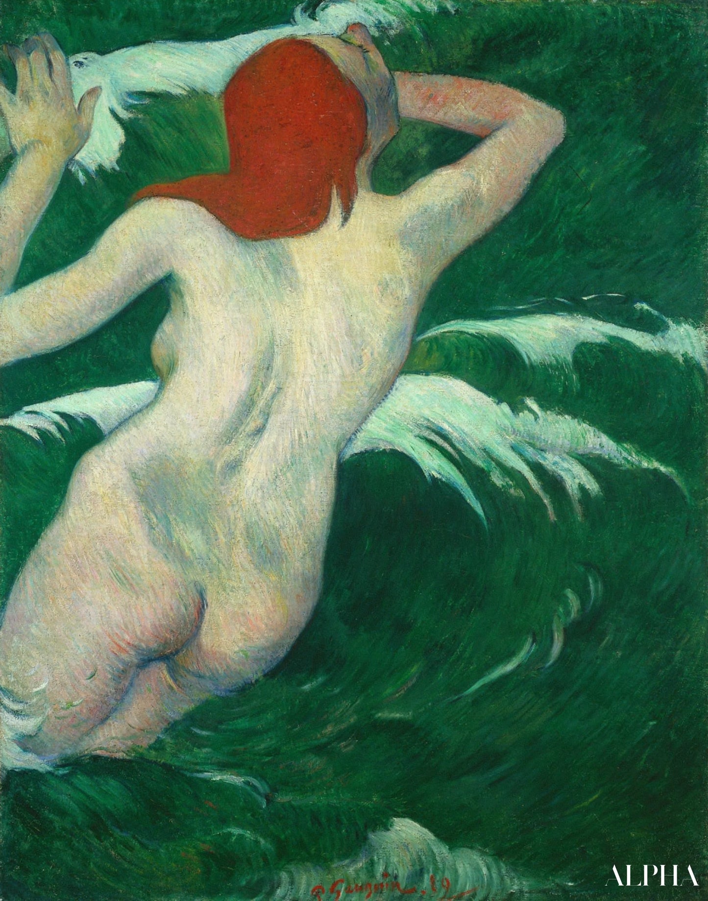 Vrouw in de golven - Paul Gauguin - Reproducties van schilderijen en hoogwaardige schilderijen