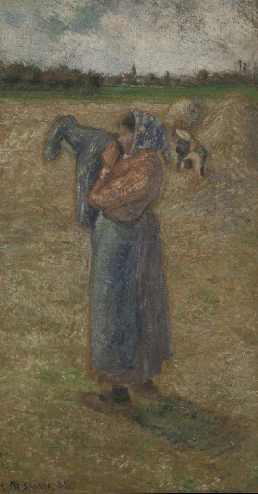 Vrouw in een veld - Camille Pissarro