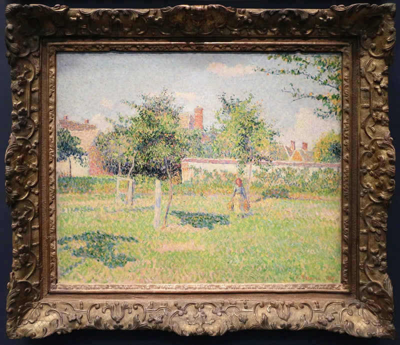 Vrouw in een omheining, lentezon in het weiland bij Éragny - Camille Pissarro