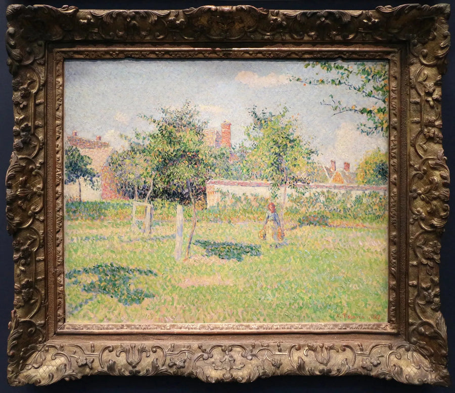 Vrouw in een omheining, lentezon in het weiland bij Éragny - Camille Pissarro