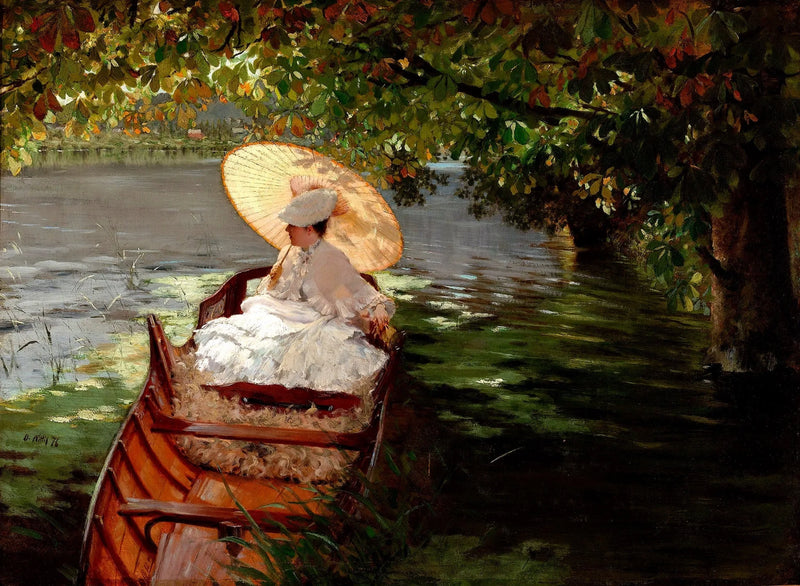 Vrouw in een boot - Giuseppe De Nittis