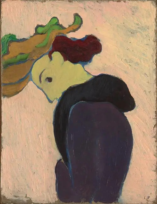 Vrouw in profiel met groene hoed - Édouard Vuillard