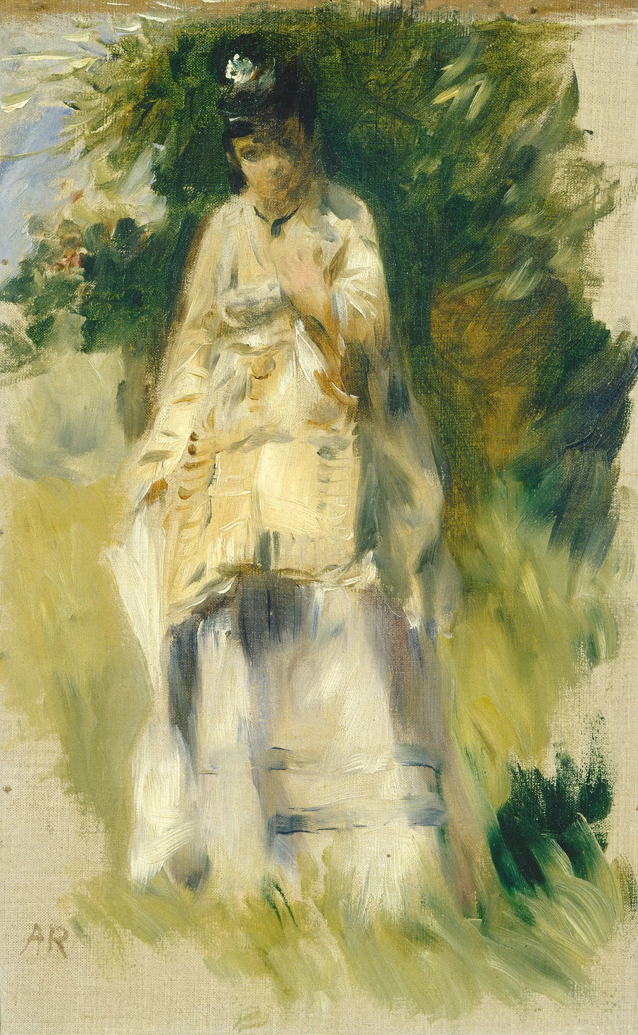 Vrouw staand naast een boom - Pierre-Auguste Renoir
