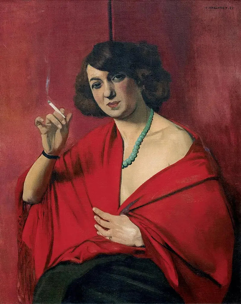 Vrouw in rode jurk die een sigaret vasthoudt - Félix Vallotton

Source:
Femme drapée de rouge tenant une cigarette - Félix Vallotton