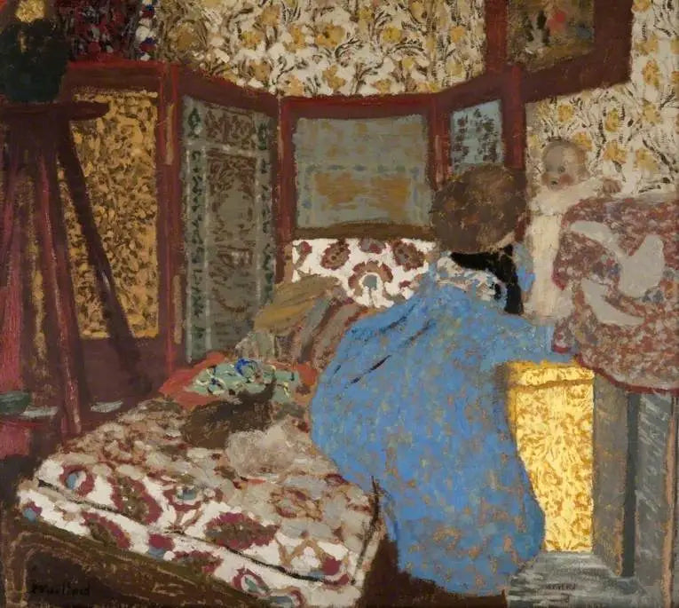 Vrouw in blauw met een kind - Édouard Vuillard