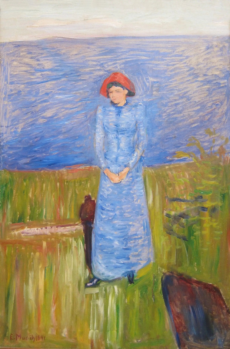 Vrouw in het blauw voor een blauwe water - Edvard Munch