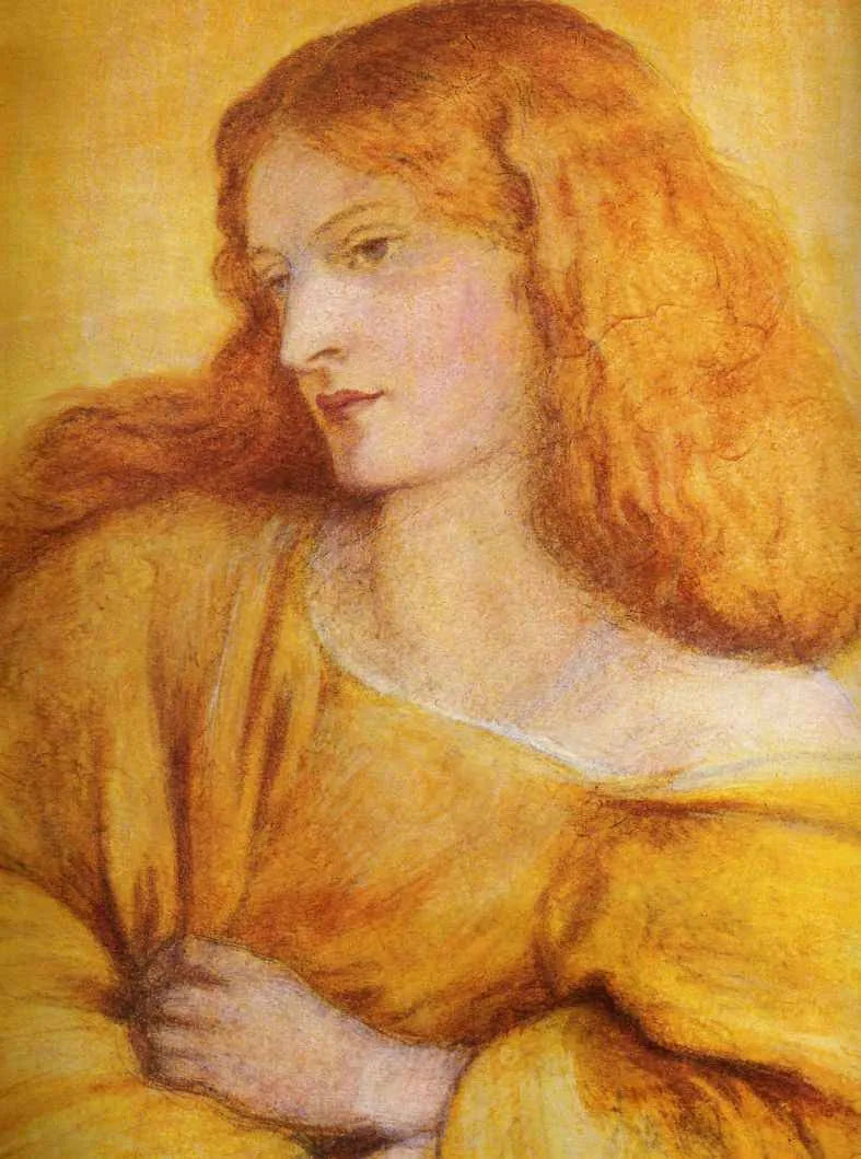 Vrouw in geel - Dante Gabriel Rossetti