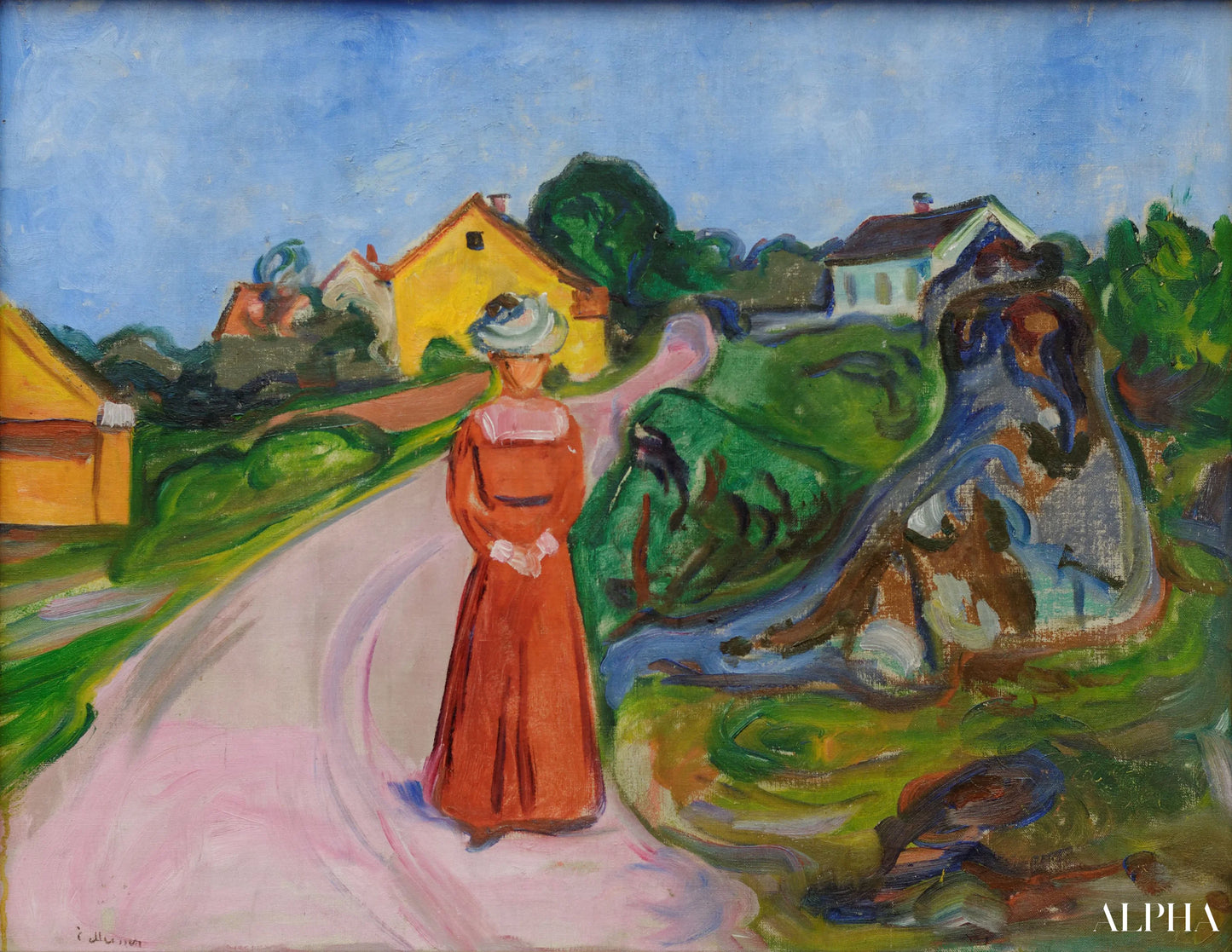 Vrouw in rode jurk - Edvard Munch - Reproducties van schilderijen en hoogwaardige schilderijen