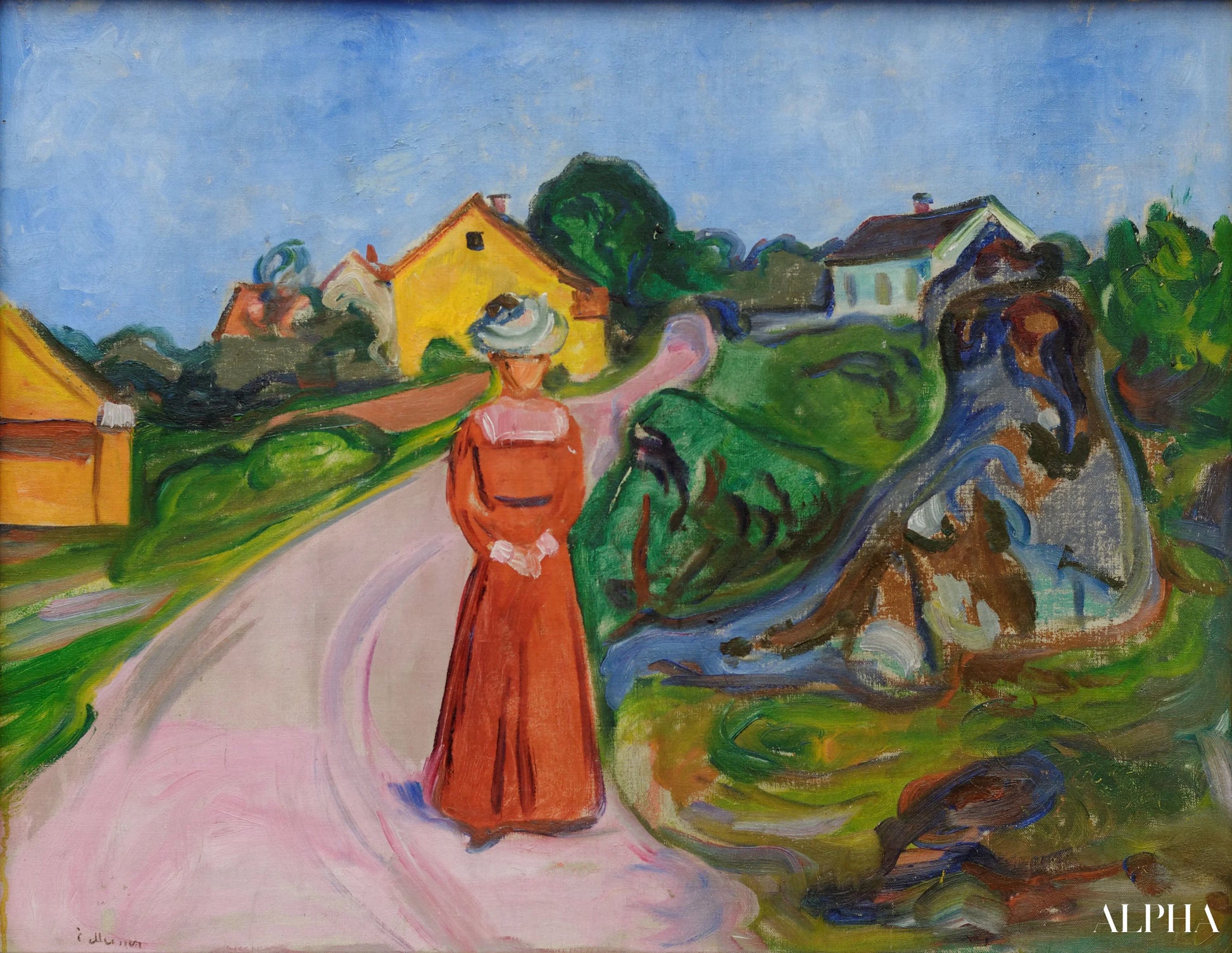 Vrouw in rode jurk - Edvard Munch - Reproducties van schilderijen en hoogwaardige schilderijen