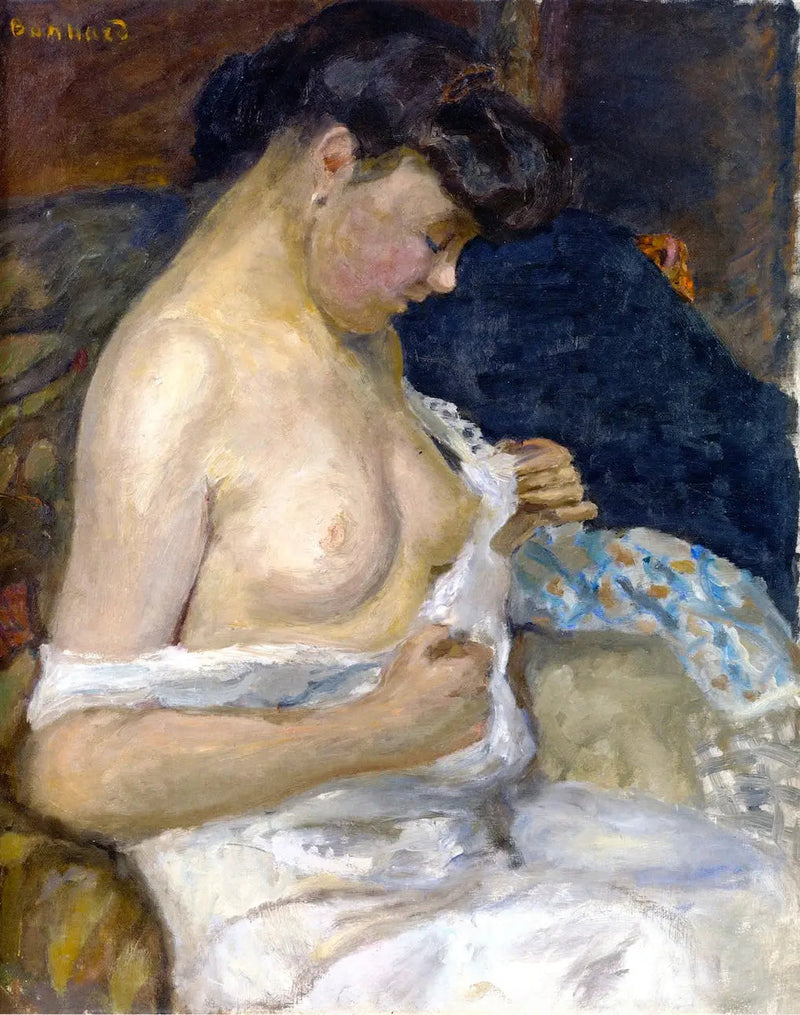 Vrouw die haar shirt uittrekt - Pierre Bonnard