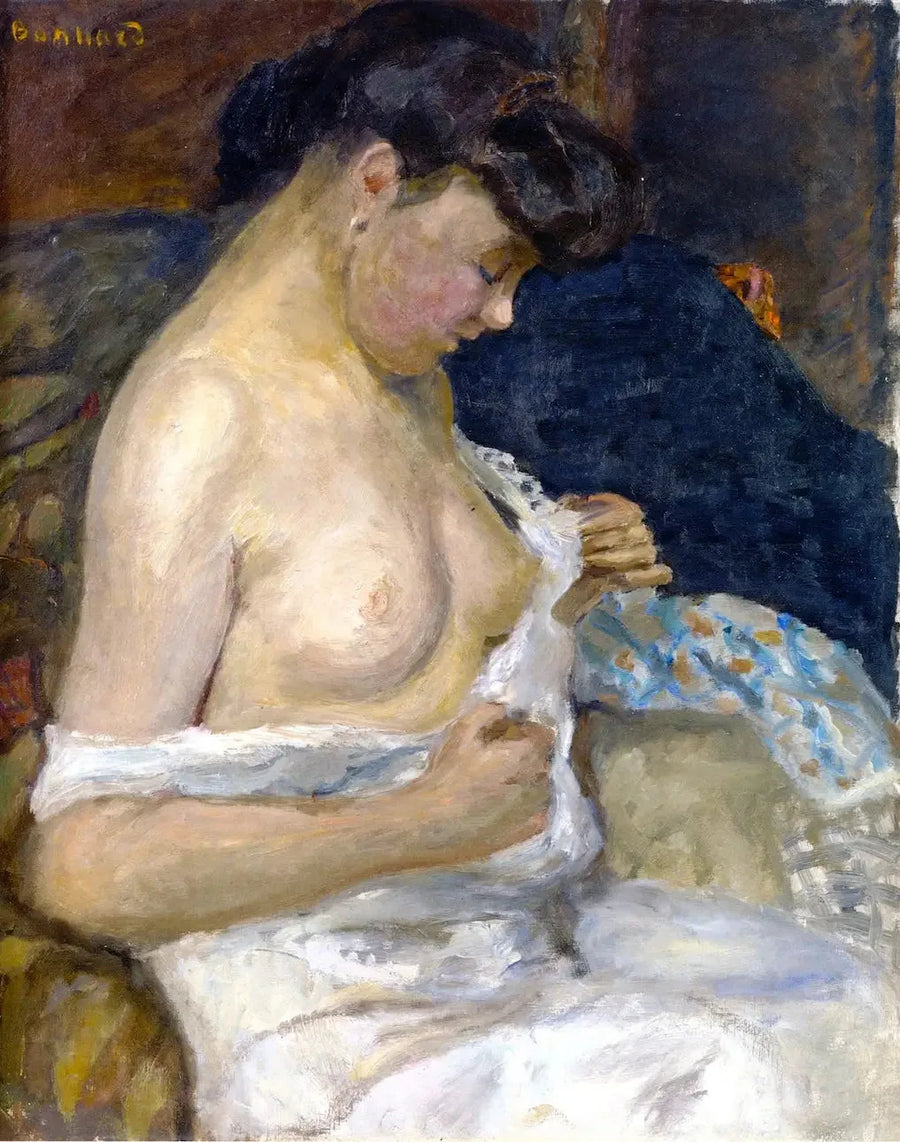 Vrouw die haar shirt uittrekt - Pierre Bonnard
