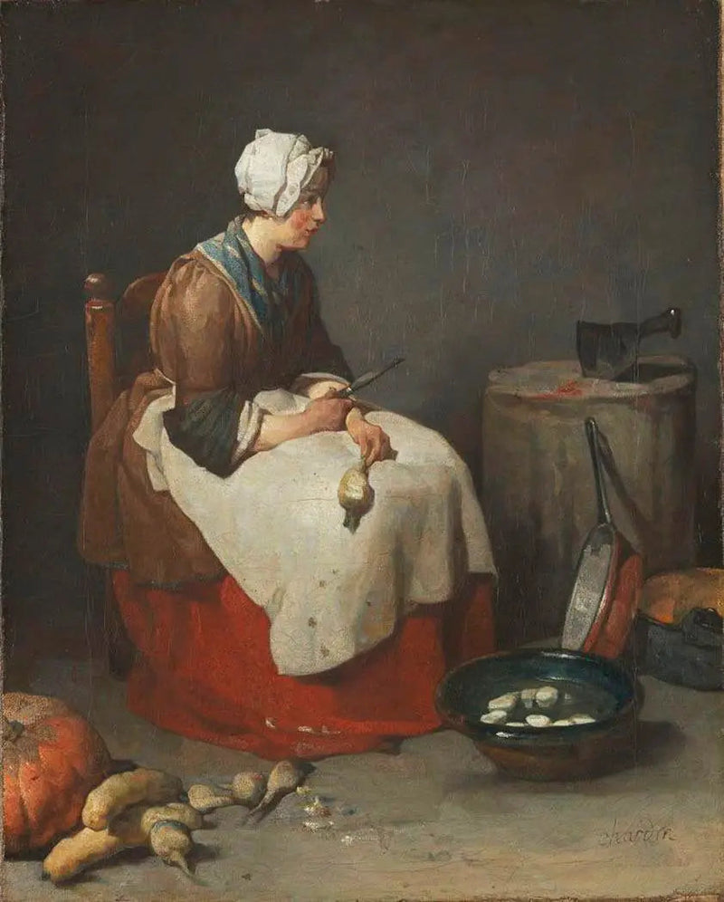 Vrouw die pastinaak schilt - Jean Simeón Chardin